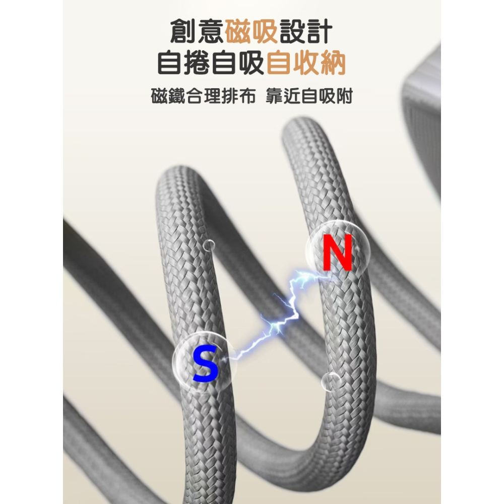 倍魔四合一磁吸貼貼線 磁吸收納線 蘋果快充線 自捲自吸收納 支援240W快充 旅行便攜隨身必備-細節圖3