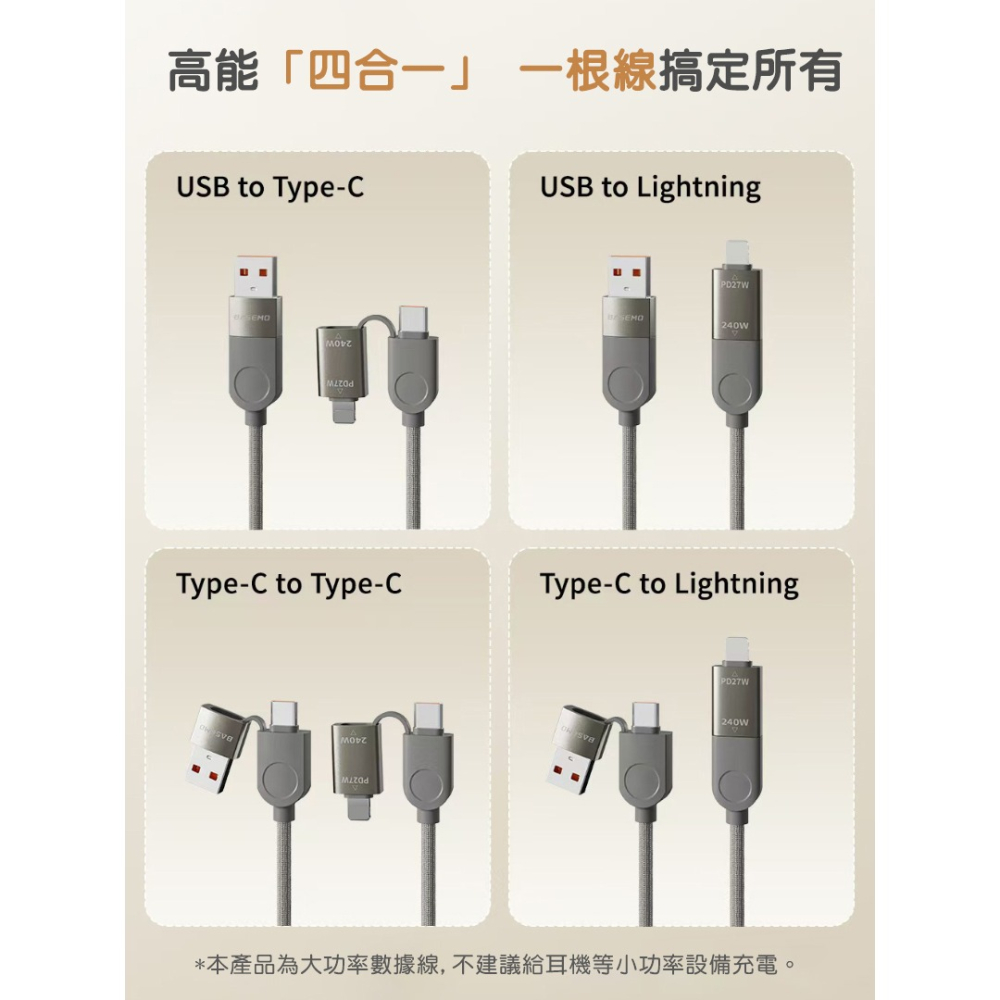 倍魔四合一磁吸貼貼線 磁吸收納線 蘋果快充線 自捲自吸收納 支援240W快充 旅行便攜隨身必備-細節圖5