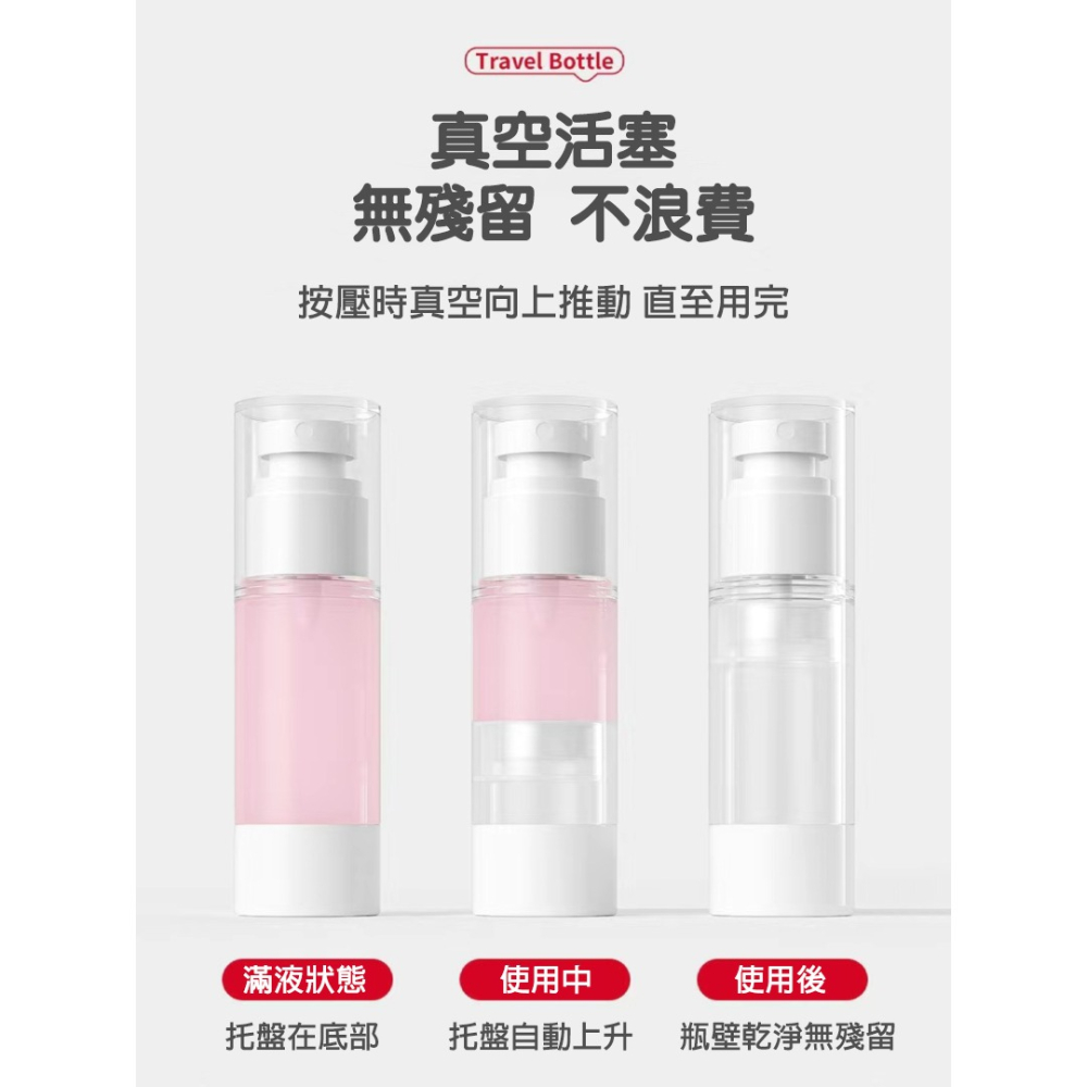 旅行分裝瓶 真空噴霧瓶 乳液瓶 二款可選 加厚瓶身 真空泵操作便利 50ml容量可上飛機 小巧便攜-細節圖5