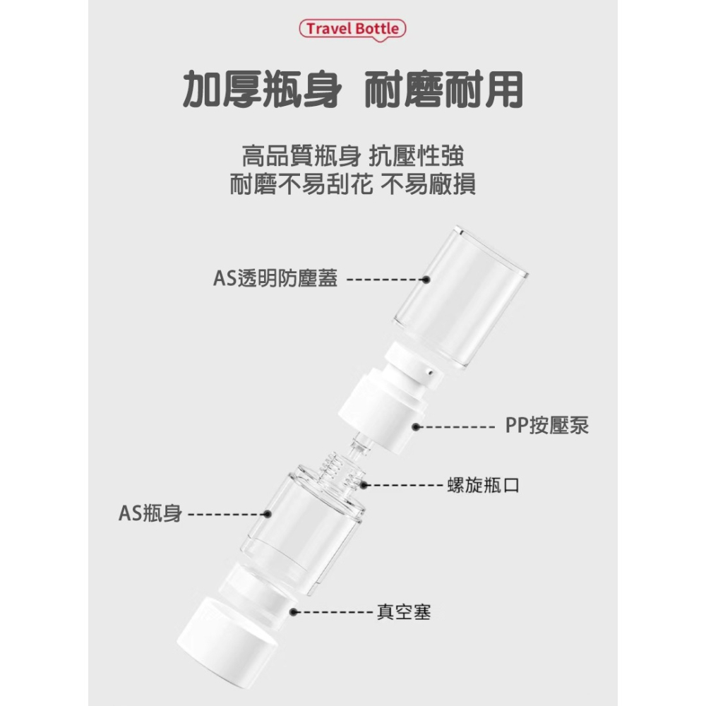 旅行分裝瓶 真空噴霧瓶 乳液瓶 二款可選 加厚瓶身 真空泵操作便利 50ml容量可上飛機 小巧便攜-細節圖6