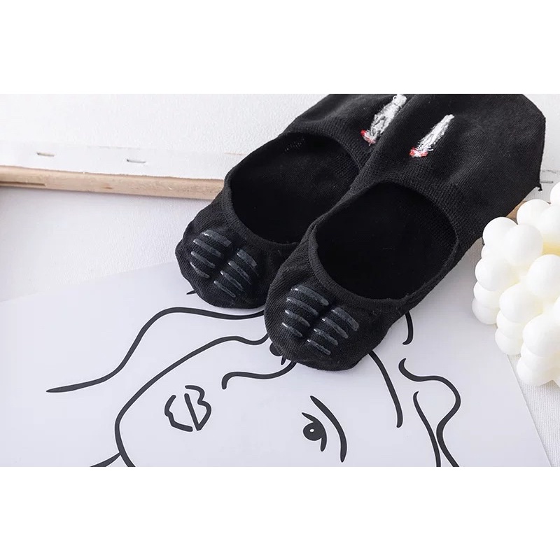 【台灣現貨】 襪子 襪子女 船形襪 韓系女孩刺繡隱形襪 簡約風女短襪 刺繡簡約棉襪  矽膠防脫落 踝襪-細節圖4