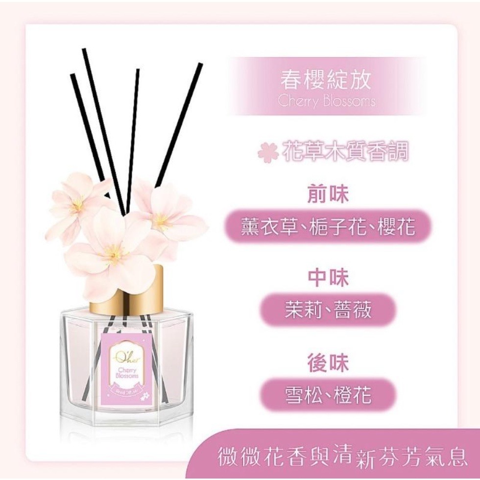 【Fm時尚家居】Q’her植感 櫻花絮絮擴香香氛瓶  50ml (春櫻綻放/杏桃花語) 2款任選-細節圖3