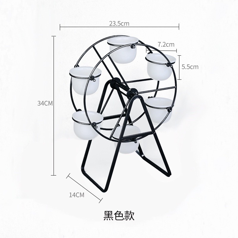 【Fm時尚家居】花盆 多肉花盆 居家裝飾 北歐風摩天輪鐵藝花架套組  創意ins陶瓷  摩天輪居家擺件（不含植物）-細節圖8