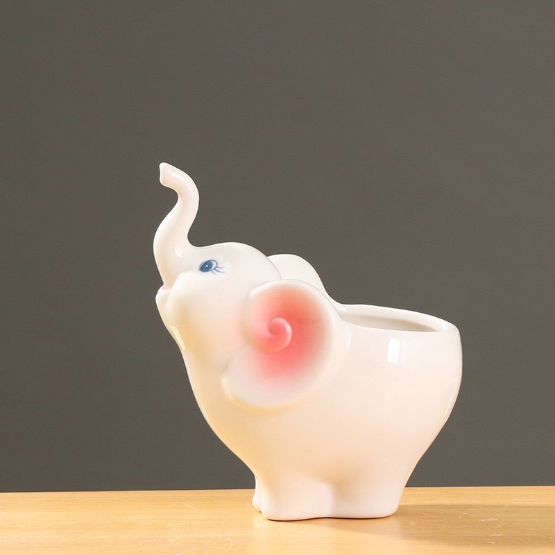 【Fm時尚家居】多肉花盆 陶瓷花盆 仰望母子象 多肉陶瓷花盆（有底洞）-細節圖5