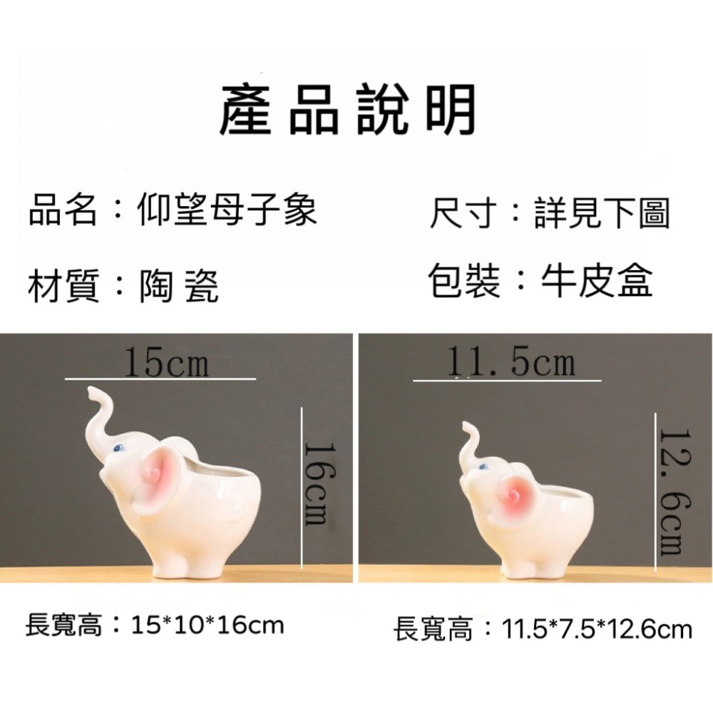 【Fm時尚家居】多肉花盆 陶瓷花盆 仰望母子象 多肉陶瓷花盆（有底洞）-細節圖8