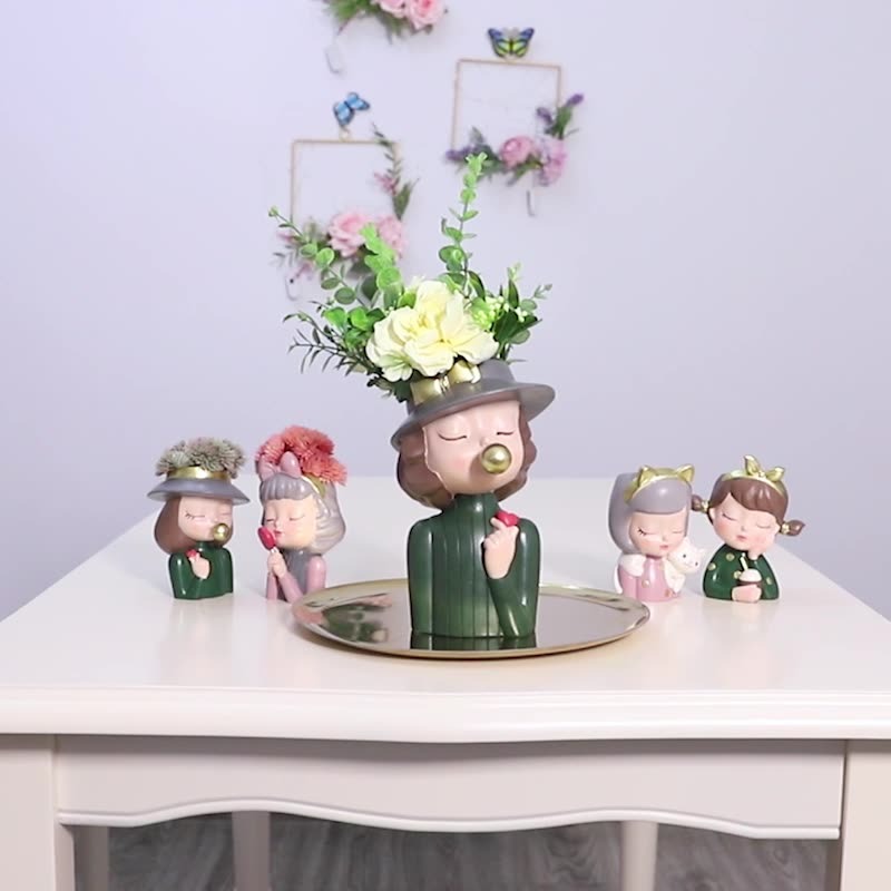 【Fm時尚家居】 多肉花盆 多肉創意花盆 摩登小時代女孩盆器 居家裝飾 花盆-細節圖3