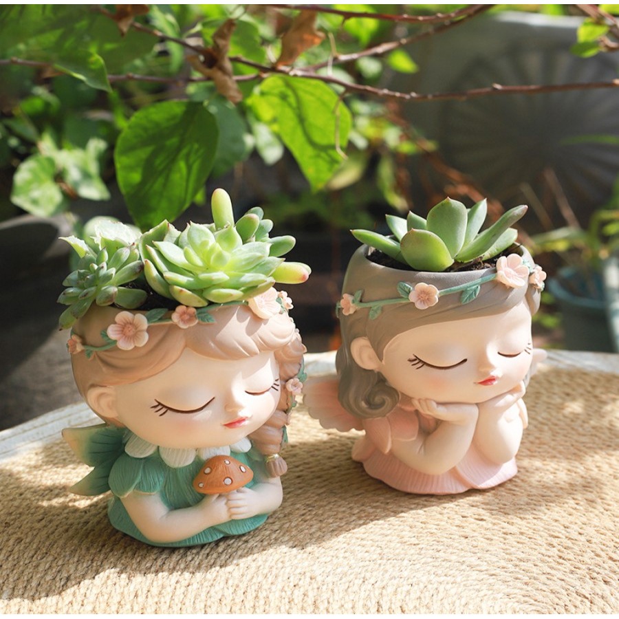 多肉花盆 多肉盆器 魔法精靈造型花盆 創意花盆 zakka創意盆器 創意多肉植物花器 個性可愛盆飾(此為小款)-細節圖3