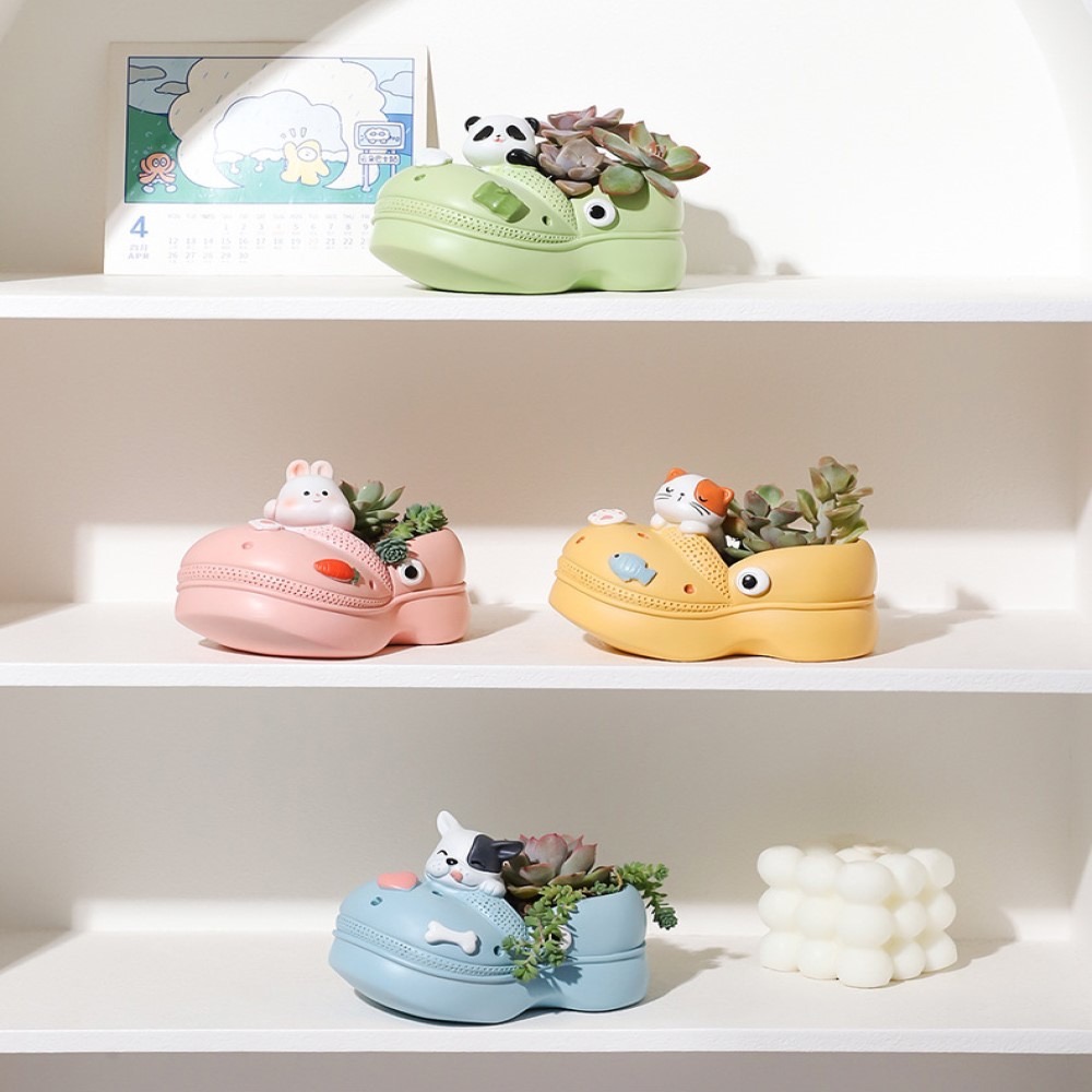 多肉盆栽 多肉花盆 多肉盆器 多肉送禮 洞洞鞋造型花盆 動物創意花盆-細節圖5