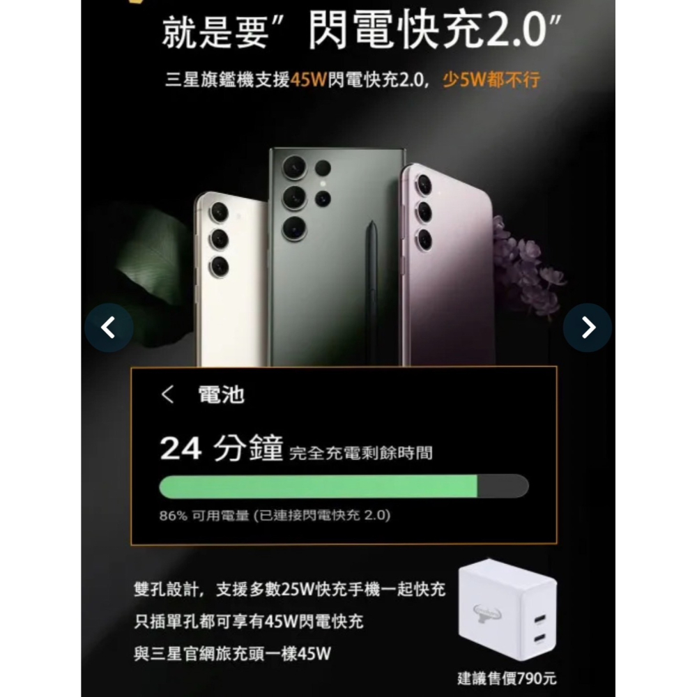 Cowhorn 牛角45W-GaN氮化鎵TypeC+Typec雙TypcPD快充旅充頭台灣BSMI認證-細節圖9