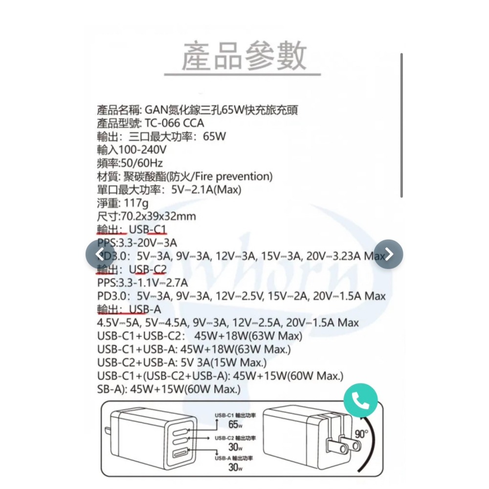 Cowhorn 牛角65W-GaN氮化鎵2TypeC+USBA快充旅充頭台灣BSMI認證-細節圖3