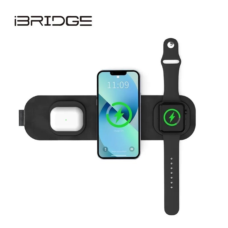 【iBRIDGE】三合一收納無線充電器 (IBW016)-細節圖3