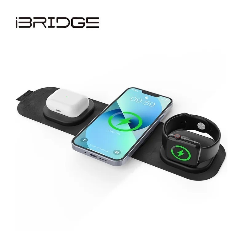 【iBRIDGE】三合一收納無線充電器 (IBW016)-細節圖4