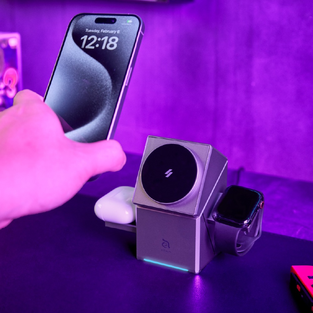 Mag Qube Qi2 立方體智慧型三合一旅行磁吸無線充電座 鈦-細節圖3