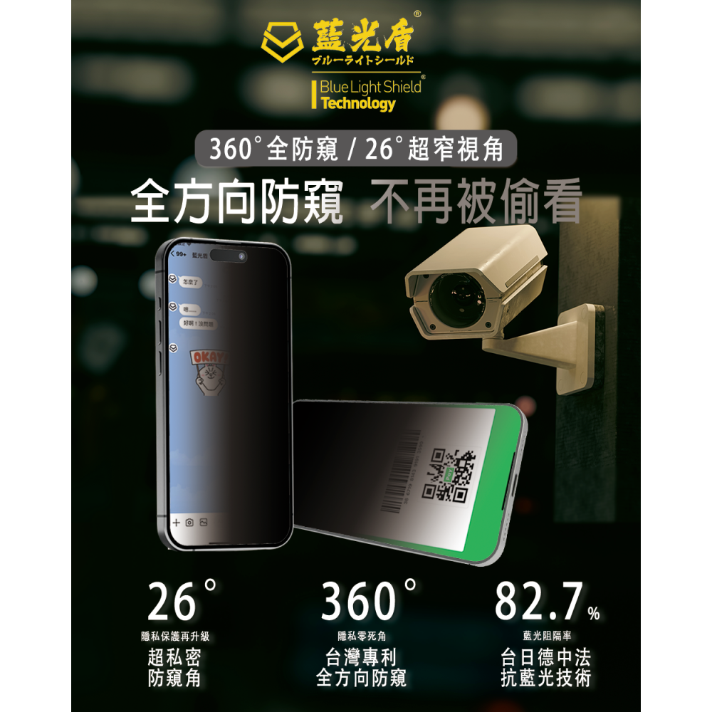 藍光盾® iPhone 16 系列【全方向AR防窺】抗藍光玻璃保護貼-細節圖2