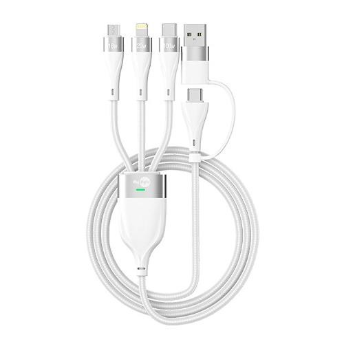 HANG H323 PD+QC 70W雙孔車充-藍+MyStyle 二出三 6用型快充線-白-細節圖2