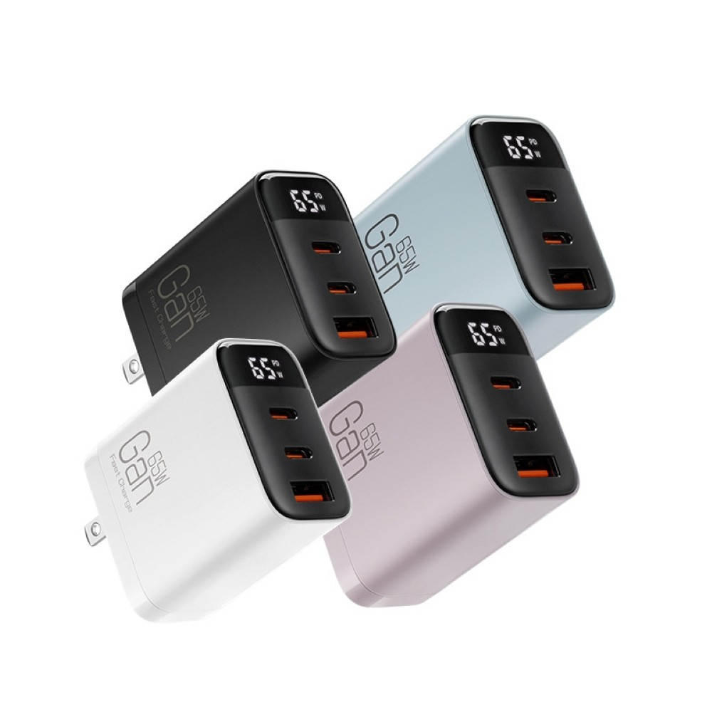GaN氮化鎵65W 數字顯示三孔快速充電器(三孔2C1A)-細節圖2