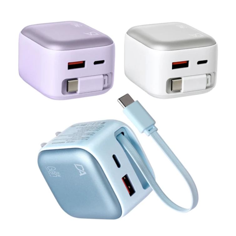 DA 35W氮化鎵Gan 自帶伸縮線 疾速充電器 Type-C+USB-A三輸出(1A1C+1Type-C線)-細節圖3