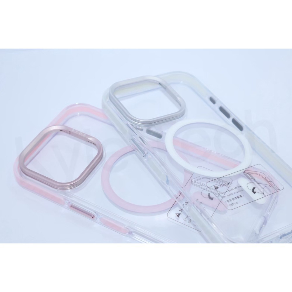 極簡透亮磁吸手機殼-粉-細節圖2
