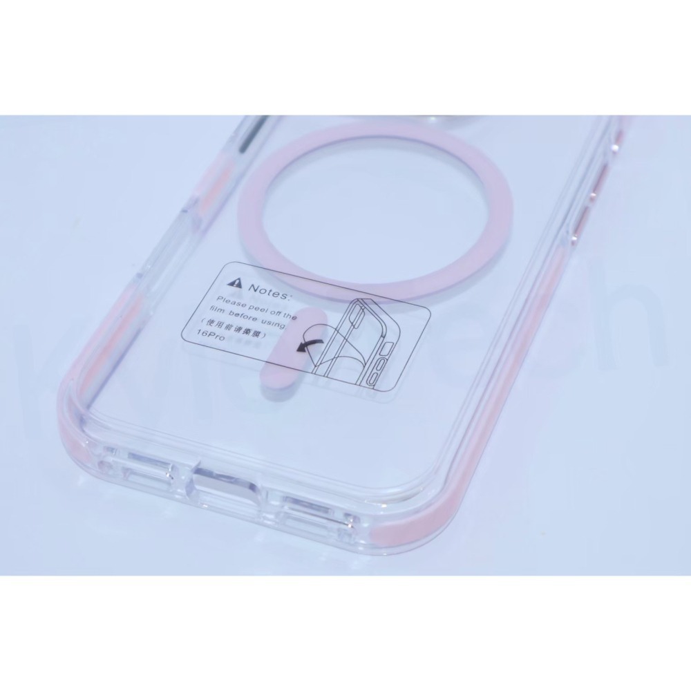 極簡透亮磁吸手機殼-粉-細節圖6