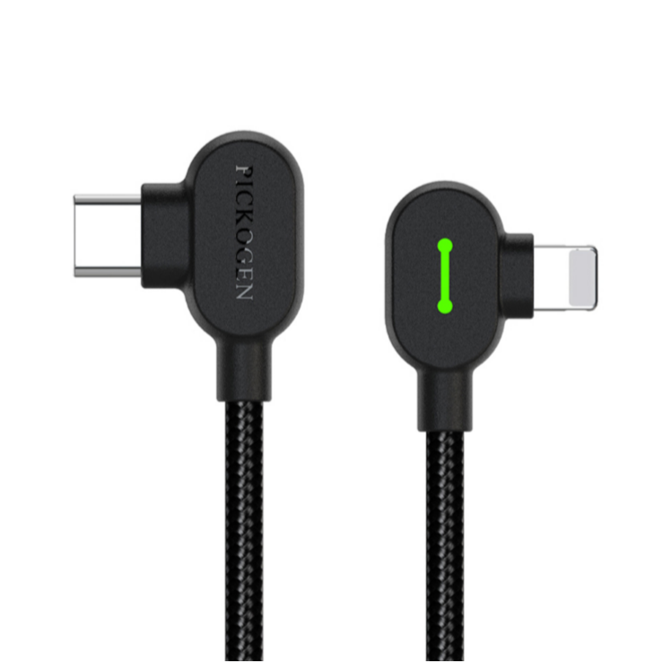 PICKOGEN 雙彎頭L型 PD/Lightning/Type-C/iPhone充電線傳輸線編織線快充線1M/2M-規格圖1