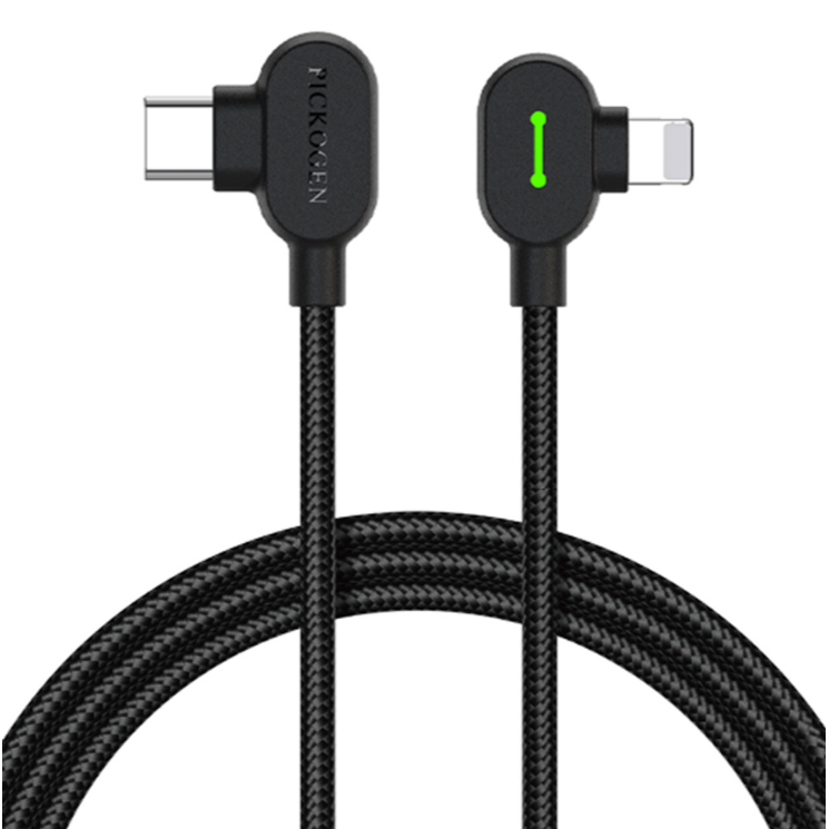 PICKOGEN 雙彎頭L型 PD/Lightning/Type-C/iPhone充電線傳輸線編織線快充線1M/2M-規格圖1