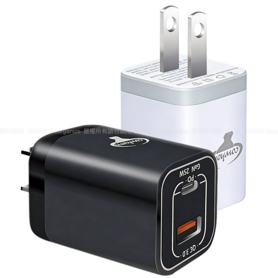 Cowhorn 25W GAN 氮化鎵雙孔 迷你快充頭適用三星PD/QC 平板 手機 Switch 快速電源供應器-細節圖2