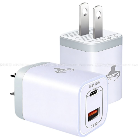 Cowhorn 25W GAN 氮化鎵雙孔 迷你快充頭適用三星PD/QC 平板 手機 Switch 快速電源供應器-規格圖2