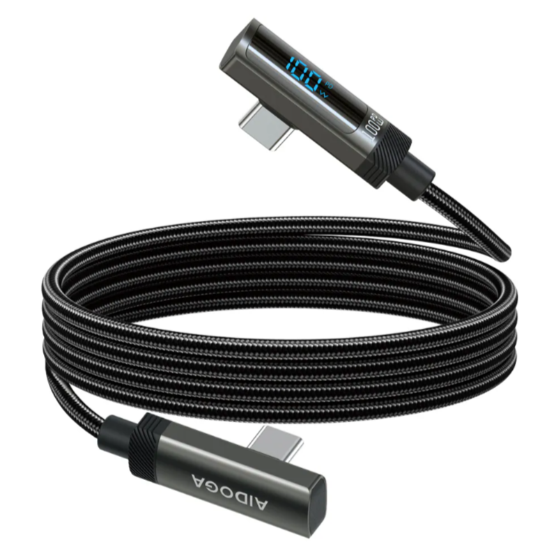 AIDOGA  USB-C TO Type-C PD快充充電傳輸線 L型彎頭 數顯 FlexiPro系列 1.2M-細節圖2