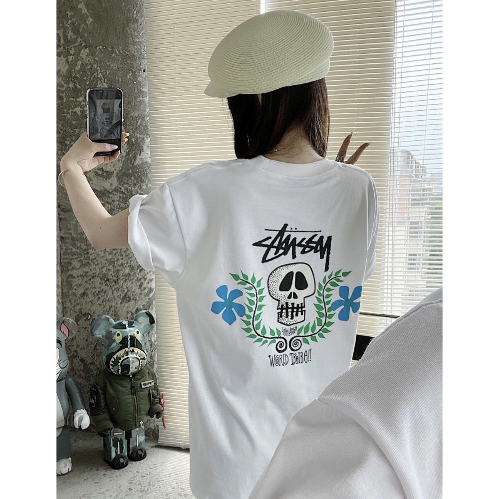 STUSSY SKULL CREST TEE 骷魯 花圈 短袖 男女 情侶款-細節圖6