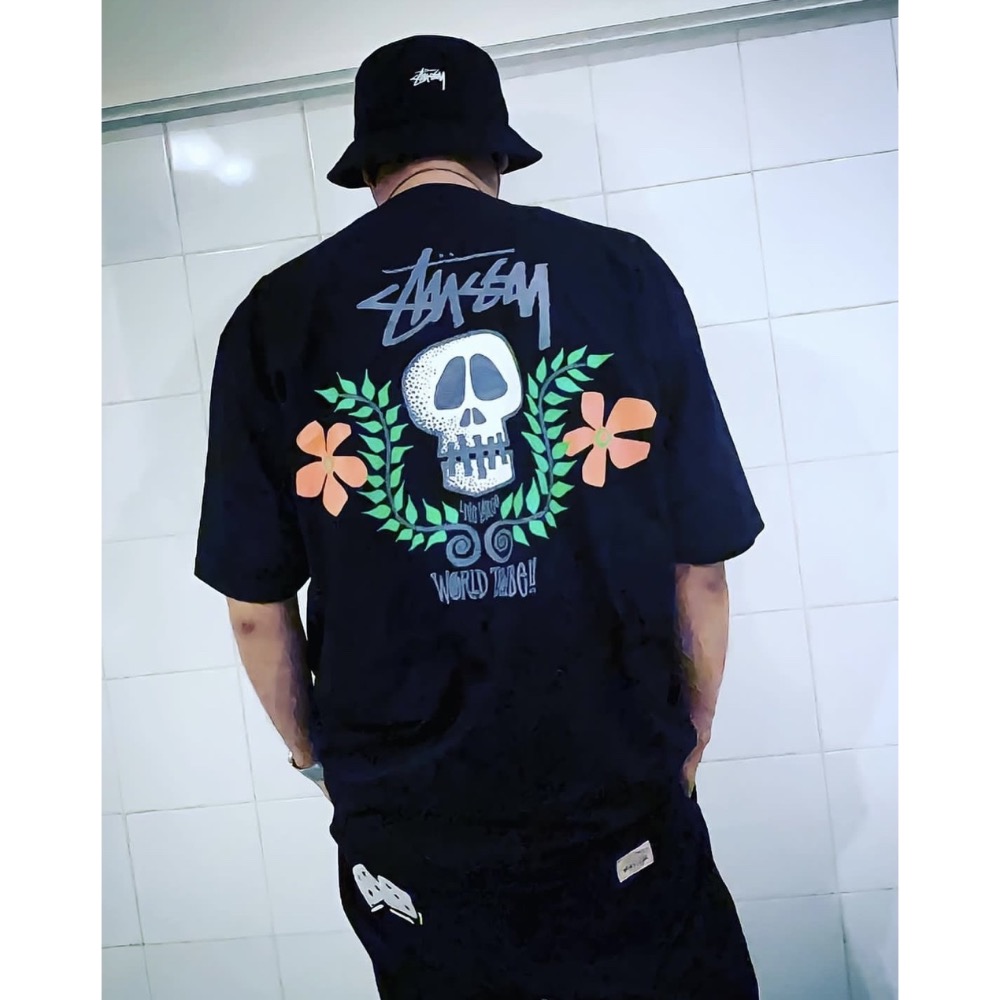 STUSSY SKULL CREST TEE 骷魯 花圈 短袖 男女 情侶款-細節圖8