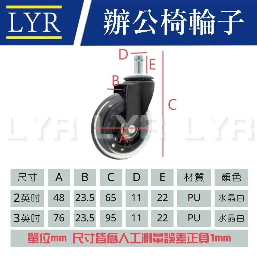 【台灣製】辦公椅 水晶輪 電腦椅輪子 辦公椅輪子 電腦椅輪 PU輪 滑板輪 溜冰輪 辦公輪 電競椅輪 輪子 萬向輪-細節圖2