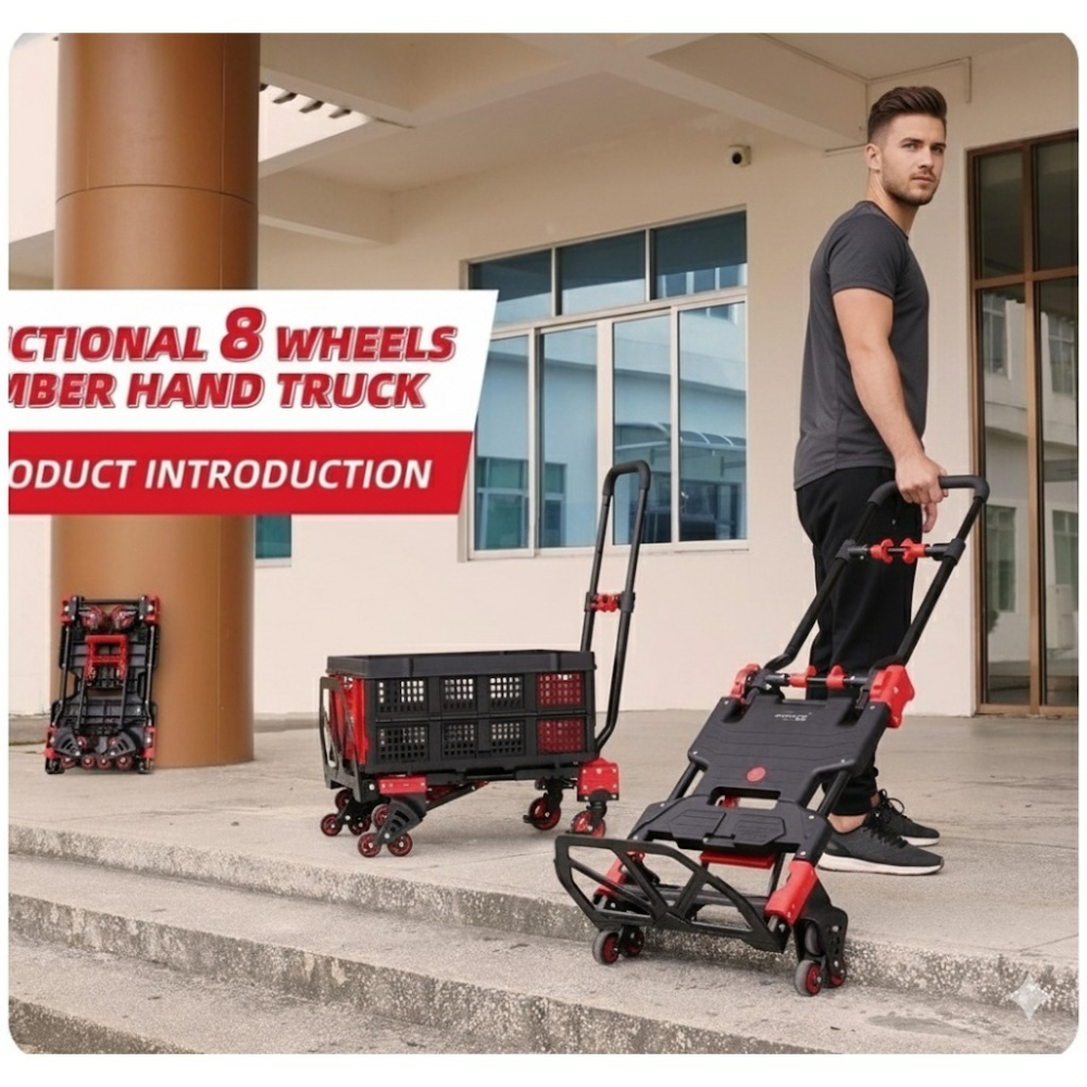 【高雄現貨】2026新款 三合一折疊手推車 承重70/137公斤 拖車 平板車 爬梯車 搬運車 物流快遞 史丹力-細節圖2