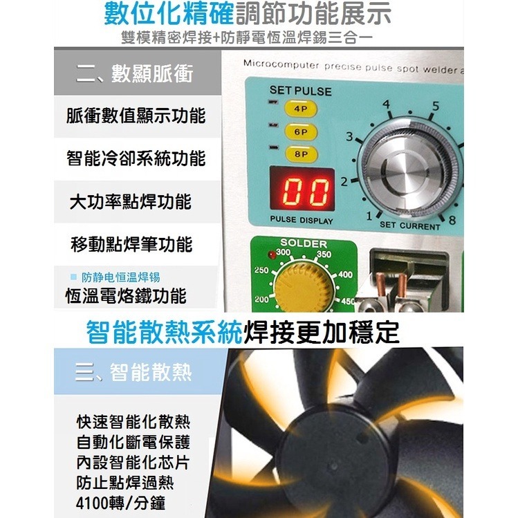 【現貨】709AD+ 頂級多功能大電流恆溫點焊機 大功率 焊台 恆溫烙鐵 鋰電池點焊機 感應式自動觸發-細節圖4