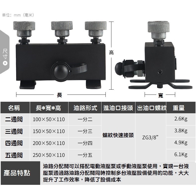 【現貨】油壓二通閥 2通閥 高壓二通閥 二通分配器 油路分配閥 含開關 三通 四通 3通 4通-細節圖3