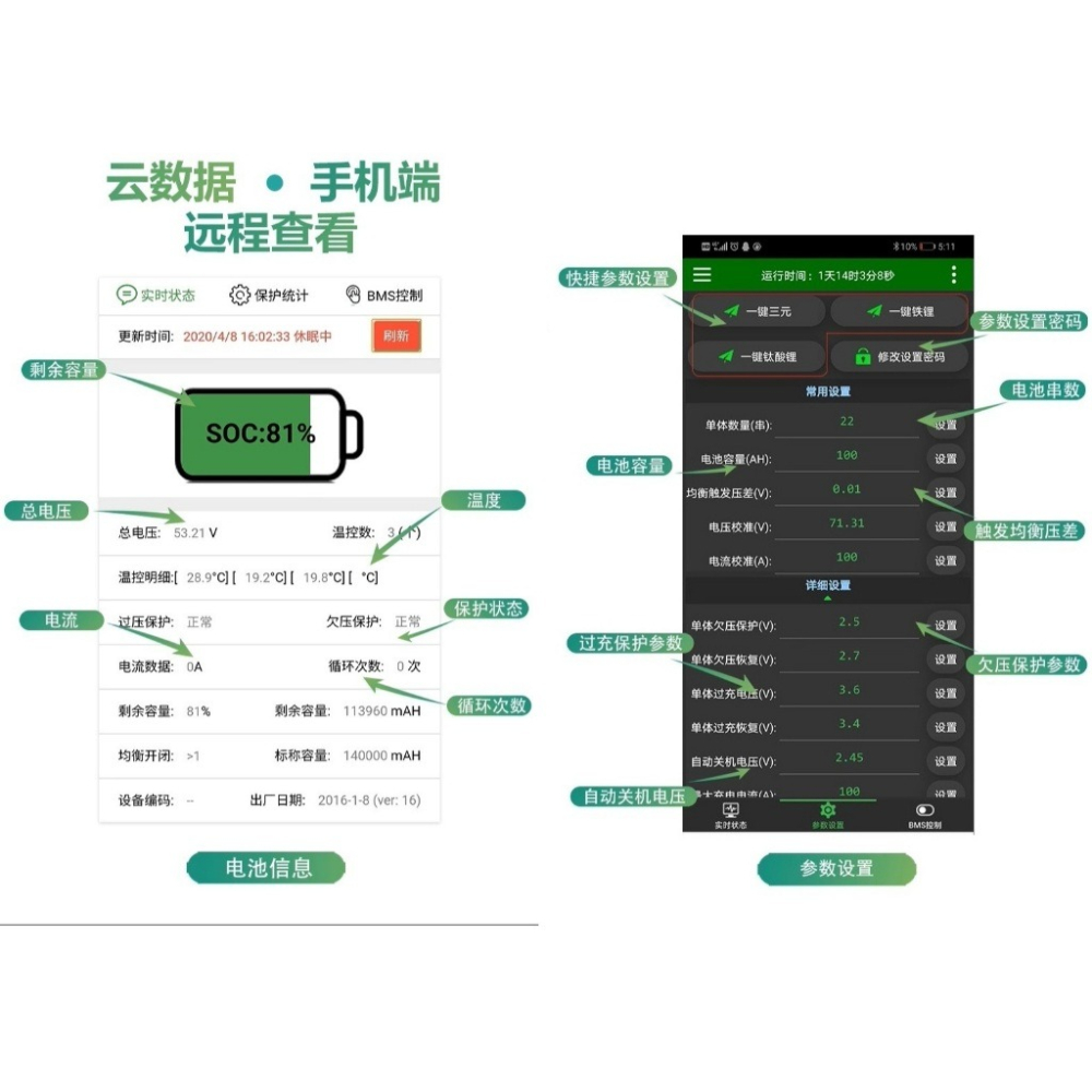 【高雄現貨】極空智能保護板 BMS 8-24串 60A持續 主動均衡 APP可調 3.7v三元3.2v鐵鋰。鈦酸 鈉電池-細節圖8