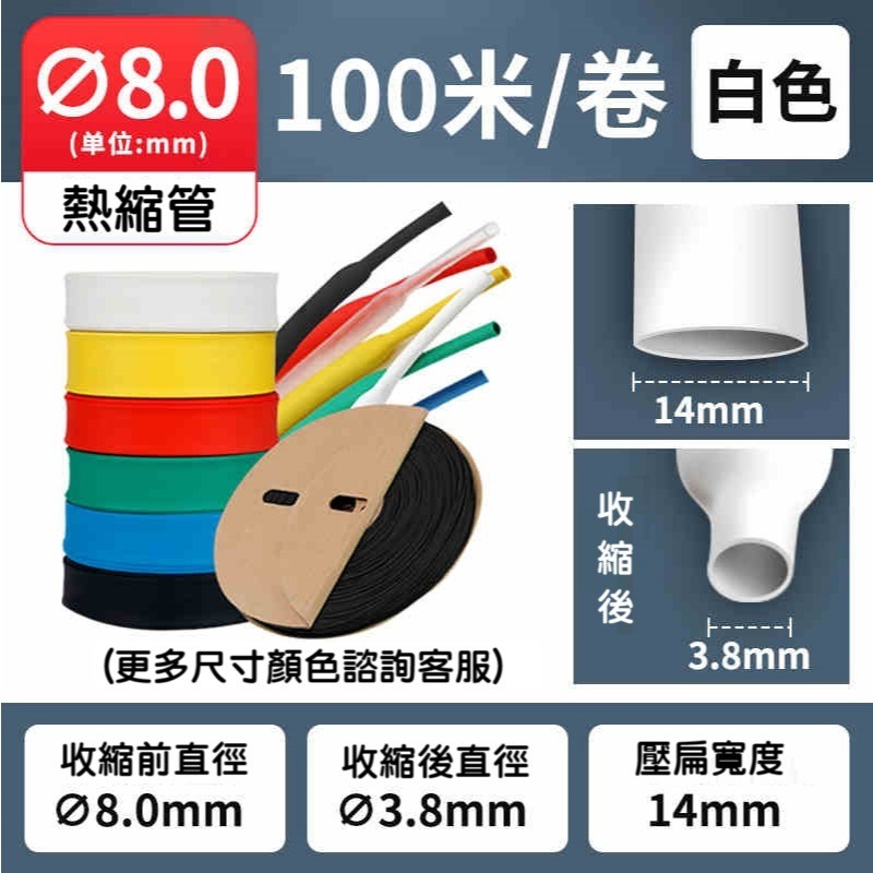 【線號機耗材】線號機專用熱縮管 絕緣阻燃套管 PE防水加厚 熱縮套管 碩方 白色 黃色-規格圖7