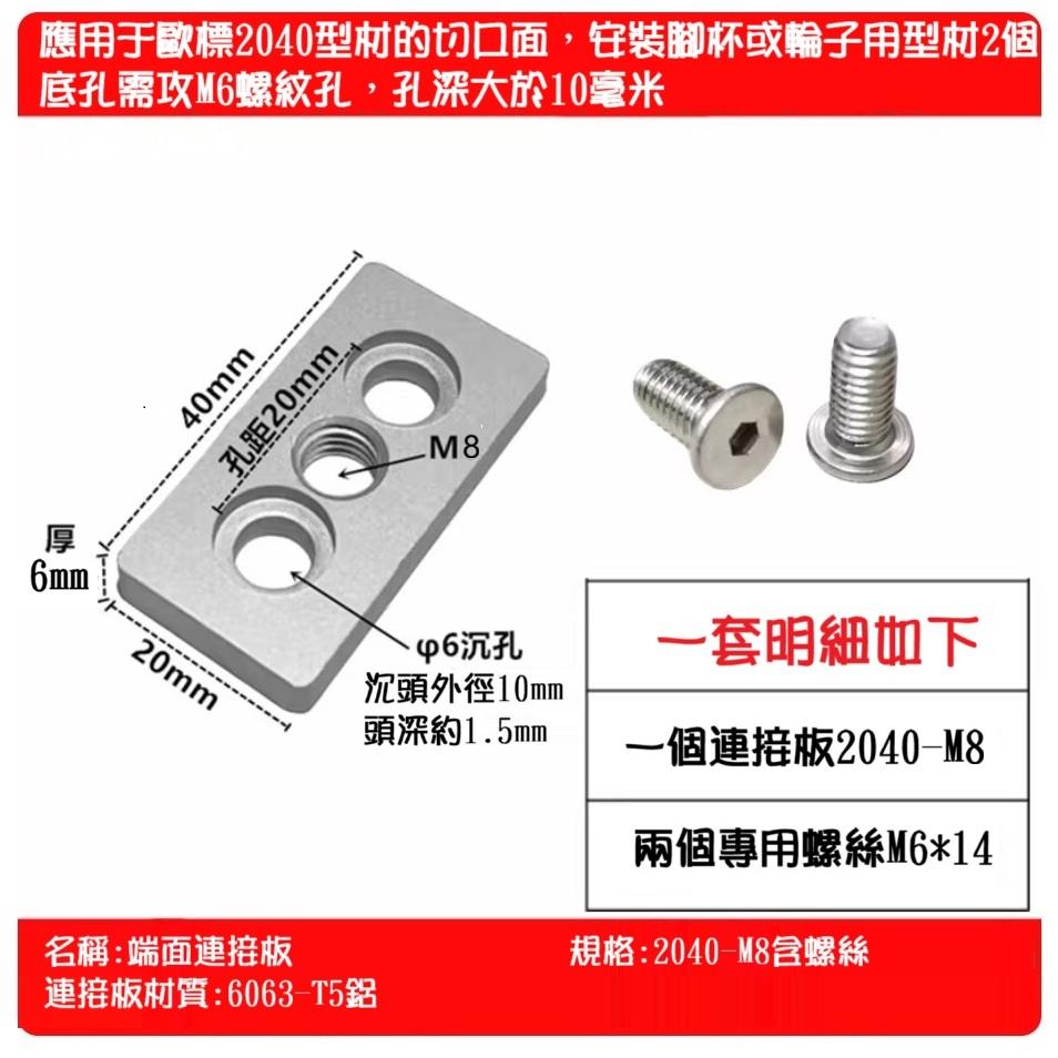 【高雄現貨】鋁型材 2040端面連接板 連接塊 腳杯固定座 腳輪調整腳 支撐底板 壓鑄鋁連接塊-細節圖2