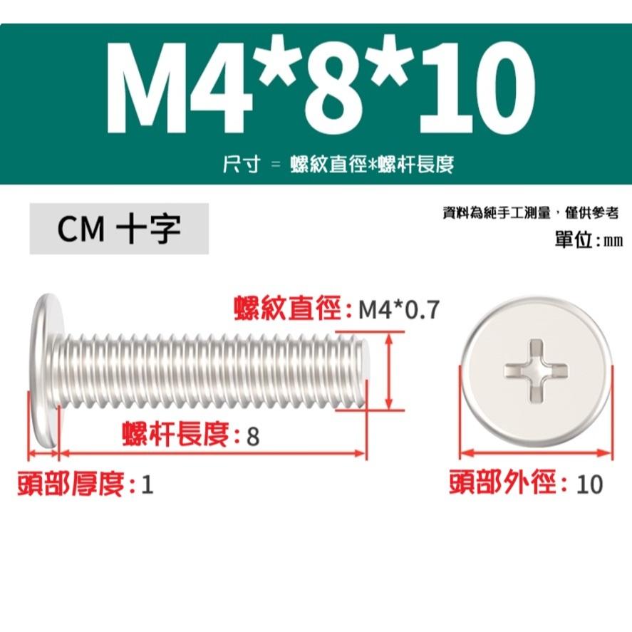 【現貨】CM鍍鋅 十字大平頭螺絲 薄頭 扁平頭 M3 M4 M5 M6 磁鐵帶孔螺絲 10個裝-細節圖3