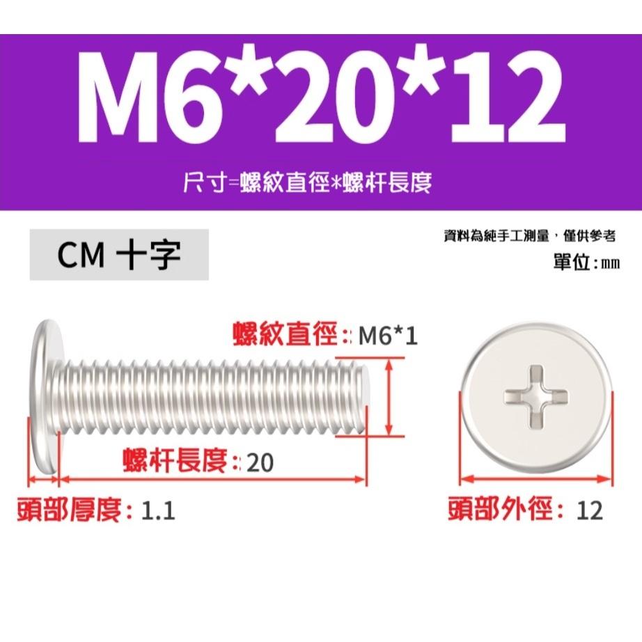 【現貨】CM鍍鋅 十字大平頭螺絲 薄頭 扁平頭 M3 M4 M5 M6 磁鐵帶孔螺絲 10個裝-細節圖4