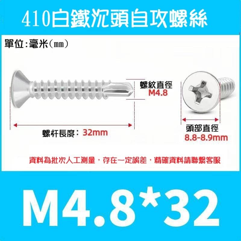【現貨/常用規格】410白鐵 十字平頭自攻螺絲 沉頭鑽尾螺絲  50/100支 不鏽鋼 M4.2～M5.5-細節圖5