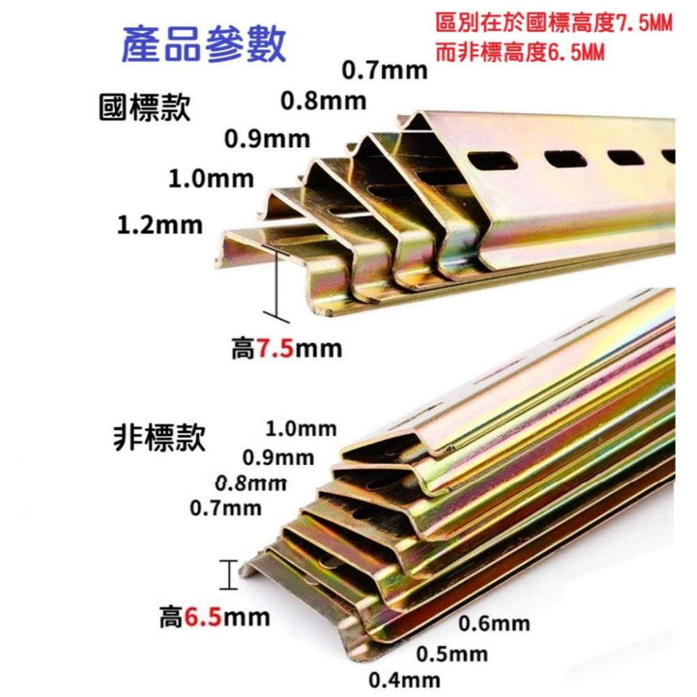 【現貨】C45國標導軌條 35mm寬 繼電器 空器開關 斷路器 DZ47 滑軌 卡軌道 加厚0.9mm 25公分45公分-細節圖3