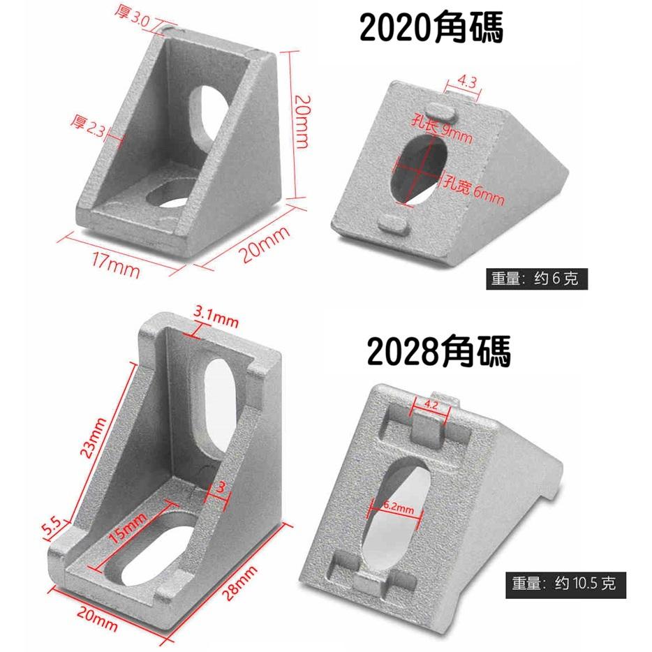 【高雄現貨】歐規 鋁型材角碼 鋁擠 2028 2020 鋁角碼 直角件連接件 工業鋁型材 鋁合金 角件 90度固定件-細節圖7