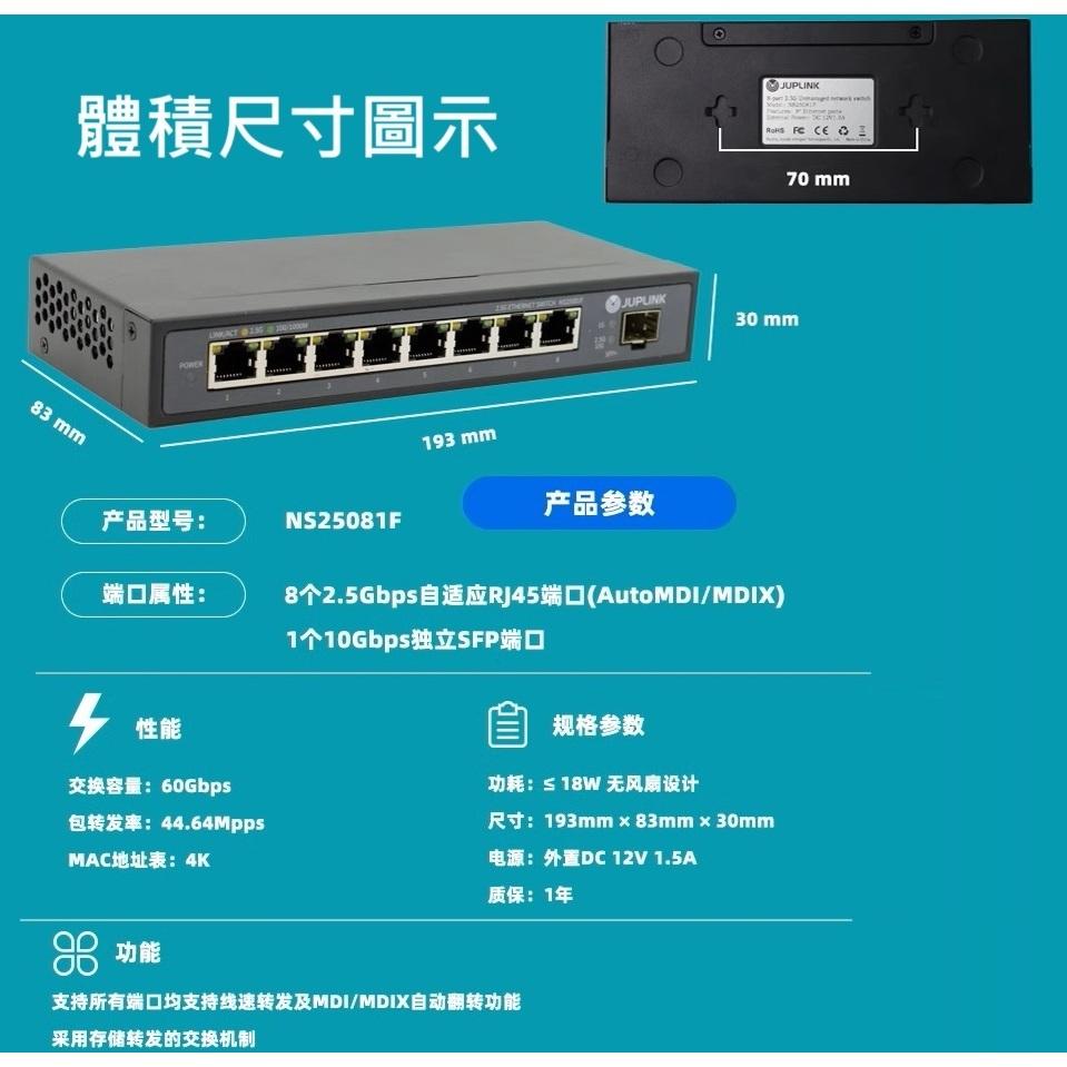 【全新現貨】8埠 全2.5G 2500M 鐵殼 乙太交換器 交換機 8port Switch 房東 宿舍必備 光纖10G-細節圖7