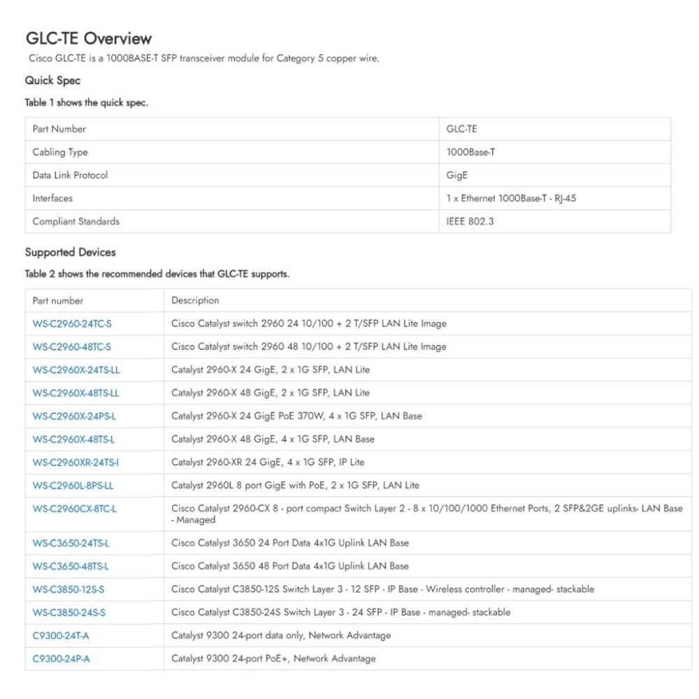 【光纖】Cisco 思科 SFP-GLC-TE 1000BASE-T 光轉電 SFP Copper RJ-45 千兆-細節圖4