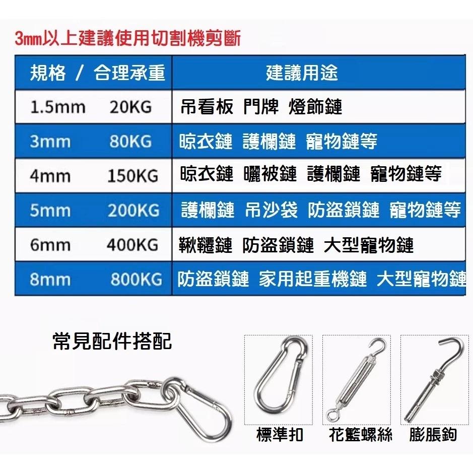 【台灣現貨】304不銹鋼鏈條 加粗 白鐵鏈條 8mm-12mm ST鏈條 長環吊鏈起重鏈 葫蘆鏈條 鎖車防盜 護欄-細節圖5