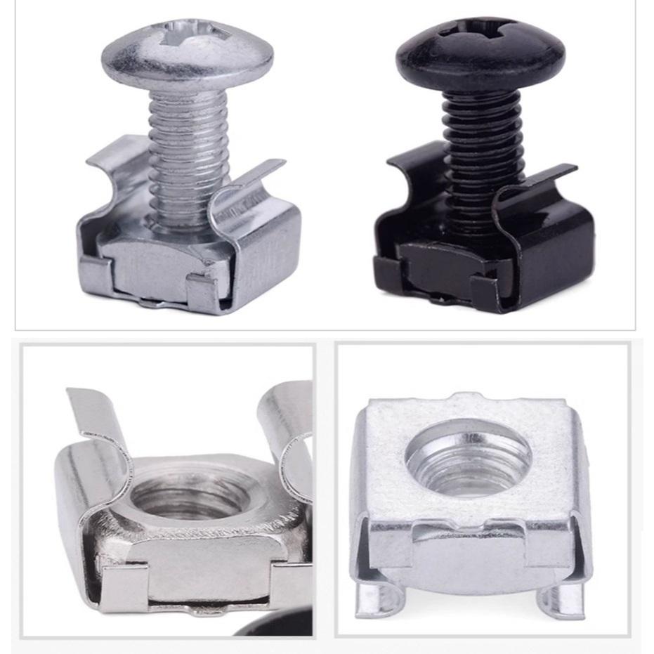 【現貨】機櫃螺絲 卡扣螺母 機櫃專用螺絲 皇冠螺絲 卡式螺母 M5 M6-細節圖2
