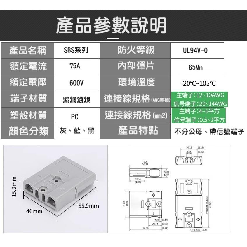 【現貨速發】GPS75XFP連接器 75A大電流 600V SBS75X插頭帶信號 SMH插頭 電動叉車 工業插頭-細節圖2