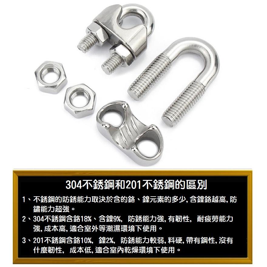 【現貨】304不鏽鋼夾頭 大尺寸 U型夾頭 鋼絲繩鎖扣 不鏽鋼固定卡頭 繩卡 美式鋼索夾 鎖緊器 卡緊器 M12~M18-細節圖8