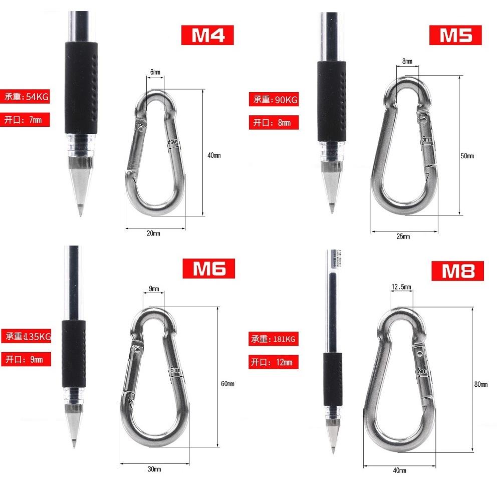 【現貨】304不銹鋼 彈簧扣 登山扣 保險扣 彈扣 鏈條扣 葫蘆扣 扣環 狗鏈 保險鉤索具 白鐵 M4～M12-細節圖6