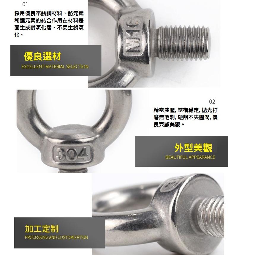 【現貨】304不銹鋼 吊帽 內牙吊環 外牙吊帽 吊環螺絲 吊環螺母 馬達吊環 管套壁虎組 白鐵 M6～M12-細節圖4